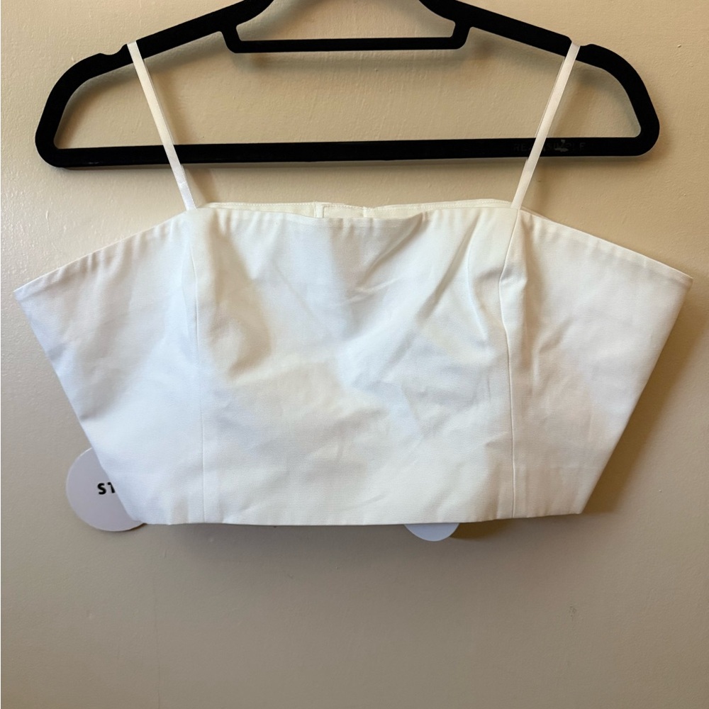 STAUD Ivory Cropped Strapless Top